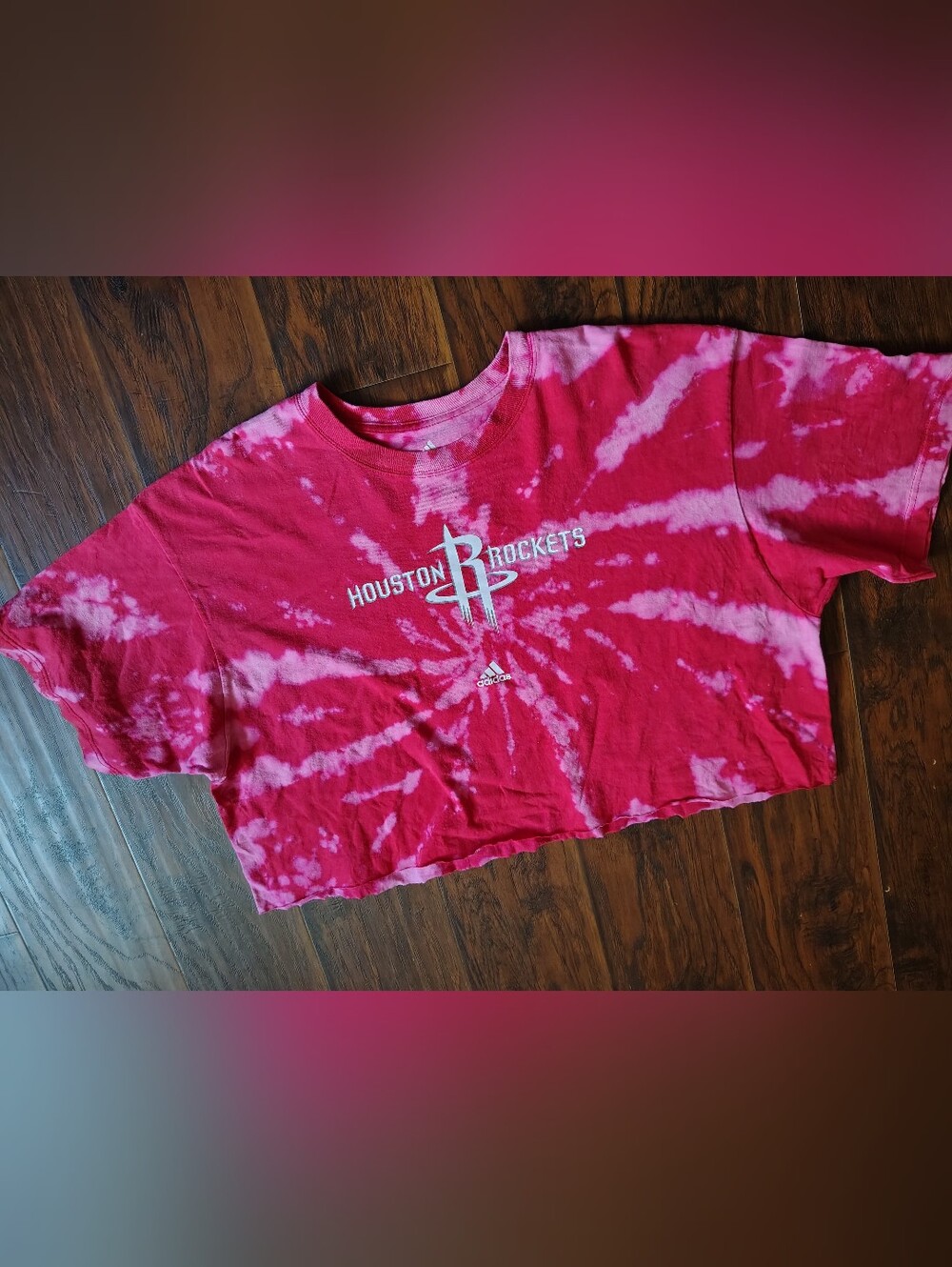 Adidas Houston Rockets bleach tie dye crop top T-shirt size 2X